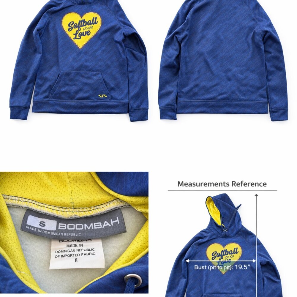 Boombah Softball Love Hoodie Women’s Small Blue Pullover Sweatshirt